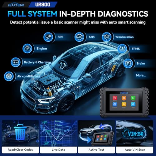 UR800 Bidirectional Scan Tool for Most Cars Full System Diagnostic Scan Tool 50 Resets All Active Test Car OBD2 Scanner TCM/ECM/Crank Relearn CAN FD AutoVIN 4-in-1 PIDs ECU Coding Free Update