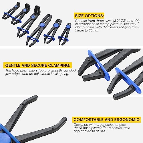 6PCS Hose Clamp Pliers Set | Versatile Hose Pinch Off Pliers, Line Clamp Pliers Set Straight & 90°Angled for Flexible Hoses, Brake Hoses, Fuel Lines - style: 6PCS Straight & 90°Angled