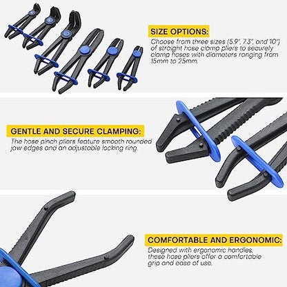 6PCS Hose Clamp Pliers Set | Versatile Hose Pinch Off Pliers, Line Clamp Pliers Set Straight & 90°Angled for Flexible Hoses, Brake Hoses, Fuel Lines - style: 6PCS Straight & 90°Angled