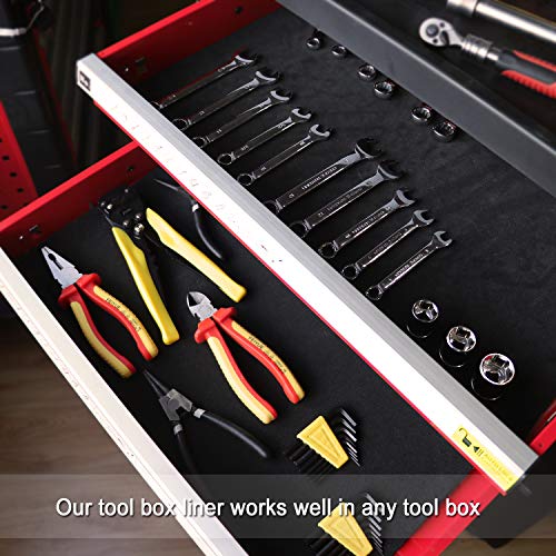 CASOMAN Professional Tool Box Liner and Drawer Liner - 16 inch(Wide) x 16 feet (Long), Non-Slip, Black - size: 16"W x 192"L