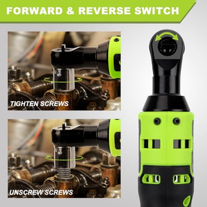 Electric Ratchet Wrench 21V, 3/8" Cordless Ratchet Wrench 40 N.M, Battery Powered Ratchet with Battery & Charger (2.0Ah), Power Socket Torque Wrench Ratchet with 7 Sockets