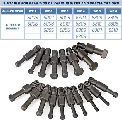 21 in1 Bearing Puller Set Inner Hole Three-Jaw Puller with Curved Hook and Steel Collet Multifunctional Bearing Removal Tool with Portable Storage Case Red