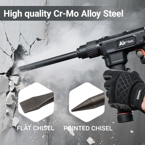 2 Pack 14" Air Hammer Bits Attachments,0.401 Inch Shank Chisel Bit Set,Cr-Mo Alloy Steel Punch (2 Pack 14") - size: 2 Pack 14"