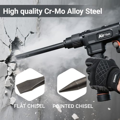 2 Pack 18" Air Hammer Bits Attachments,0.401 Inch Shank Chisel Bit Set,Cr-Mo Alloy Steel Punch - size: 2 Pack 18"