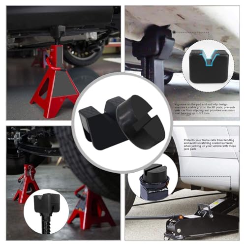2 Types Jack Stand Pads Adapter 3 Ton Universal Rubber Slotted Frame Rail Pinch welds Protector for Jack Stand (4 Pack)
