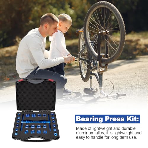 Bearing Press Kit for Bicycle Hub & Pivot, 25PCS Universal Tool | Soft-Tail Frame Pivot Installation, Bushing Tool Included, Durable Steel Build, Fits Most MTB/Road Bike Hubs