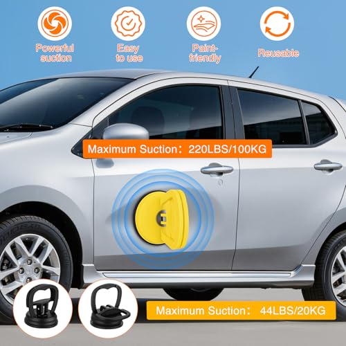 GOOACC Car Dent Puller 3 Pack Yellow Black Powerful Suction Cup Puller with Handle Lifter Large & Small Pullers Paintless Dent Repair Tool Kit for Car Body Fridge Glass Tiles Screen Object Moving - color: Yellow+Black