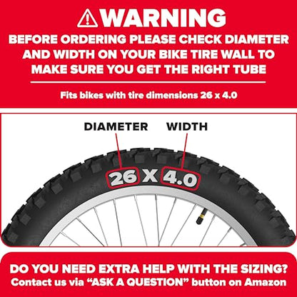 Ultraverse 20x4.0, 24x4.0, 26x4.0, 20x3.0, 26x3.0, 16x4.0/3.0, Inner Tubes | Schrader Valve, Ideal for Mountain Bikes & E-Bikes with Fat Tires, Durable & Reliable 2 Pack with Tire Levers - size: 26 inch x 4.0