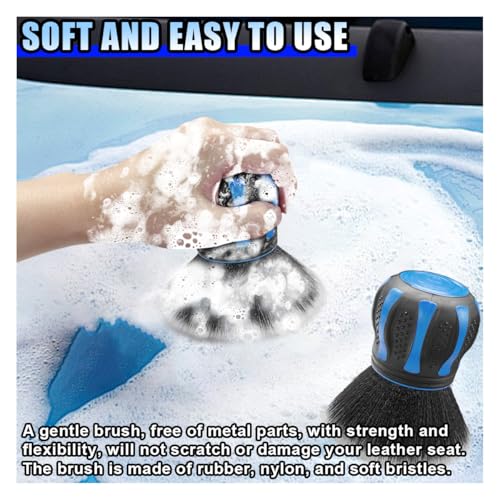 Car Detailing Brush, Ultra Soft Bristles XL Synthetic Brush, Auto Interior Dusting Brush with Storage Rack, Car Cleaning Tool for Vehicle Air Conditioner Vents, Dashboard, Leather (Blue) - color: Blue