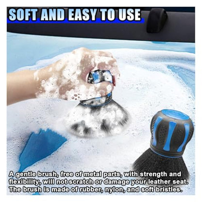 Car Detailing Brush, Ultra Soft Bristles XL Synthetic Brush, Auto Interior Dusting Brush with Storage Rack, Car Cleaning Tool for Vehicle Air Conditioner Vents, Dashboard, Leather (Blue) - color: Blue