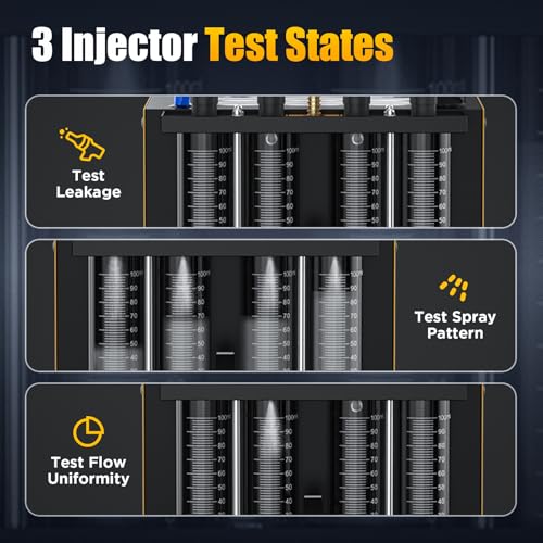 AUTOOL Fuel Injector Cleaner Tester Machine, Ultrasonic Fuel Injection Cleaner 4 Cylinder for Gasoline Injectors, Digital Display, 3 Cleaning Functions 10 Test Modes