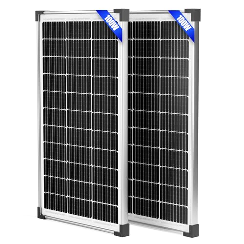 Voltset 200W 12V Solar Panels, High Efficiency 9BB Cell Monocrystalline Solar Panel IP67 Waterproof, Suitable for RV, Marine, Rooftop, Home, Yacht, Off-Grid Applications (2-Pack 100W) - size: 200W 2-Pack