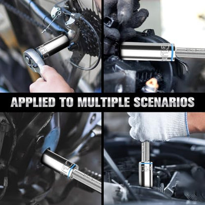 10PCS 1/2” Drive Deep Socket Set, Metric (10mm-19mm), 6-Point, Cr-V Steel, Chrome Plated Socket With Hanging Bracket, Cover Most Commonly Sizes - size: 1/2"Metric (10mm-19mm)