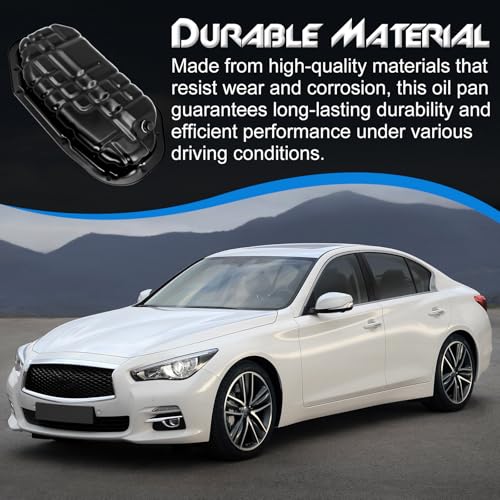Lower Engine Oil Pan with Drain Plug, Compatible with Nissan 350Z 370Z ＆ INFINITI EX35 EX37 FX35 FX37 G35 G37 M35 M37 Q40 Q50 Q60 Q70 Q70L QX50 QX70, 3.5L 3.7L, Replace# 11110-JK20C
