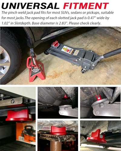 Magnetic Jack Pad Aluminum Slotted Adapter Puck Universal Pinch Weld Adapter Compatible with Sub-Frame Vehicle Jack Pad for Floor Jack- 1pc, Red - color: Red