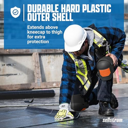 Sellstrom Ultra Flex KneePro Hybrid Professional Knee Pads for Men & Women with Built-in Gel Pack & Foam Cushioning & Heavy Duty Hard Outer Shell - Adjustable Straps with Quick-Clips & Ergonomic Metal Hinges - for Construction Work, Gardening, Roofing, Fl