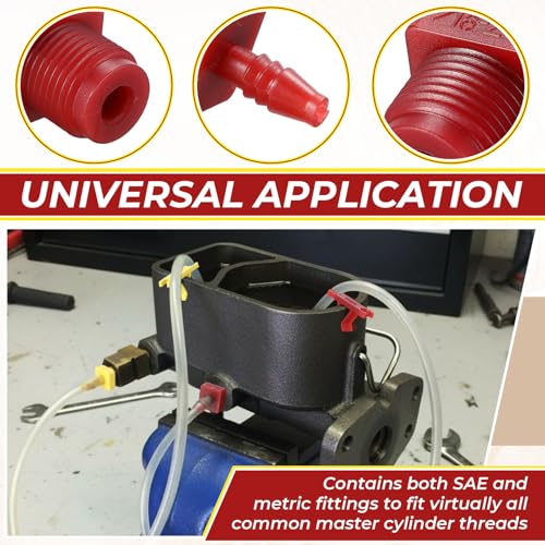 Outus 29 Pcs Master Cylinder Bleeder Kit Compatible with 13911-22" Clear Hose Clip PTFE Tape SAE and Metric - Complete Fit Brake Bleeder Kit