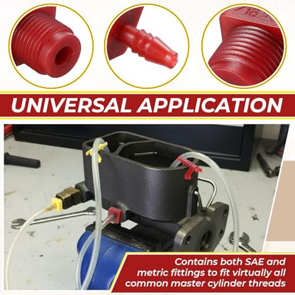 Outus 29 Pcs Master Cylinder Bleeder Kit Compatible with 13911-22" Clear Hose Clip PTFE Tape SAE and Metric - Complete Fit Brake Bleeder Kit