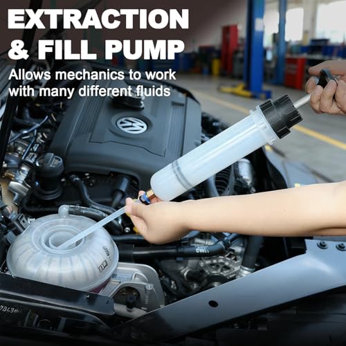 Fluid Transfer Pump, 200cc Oil Extractor Pump for Oil Change, Oil Syringe | Manual Oil Extraction and Filling Pump with Two Hoses, for Automotive, Motorcycle & Equipment Maintenance - size: Fluid Pump - 200cc