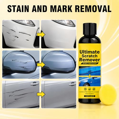 2PCS Ultimate Scratch Remover, Car Scratch Removal Wax, Quick Fix Removal Paste and Restore Shine for Deep Scratches, All Paint Colors Polishing Kit (2 sponges + 10 Cloths)