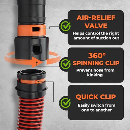 16 FT 1 1/4 Dust Collection Hose Kit Vacuum Hose Adapter Kit for Home and Shop Vacuums System,6 Adapters Fits with Multi-Brands,Quick Switchable Woodworking Power Tool and Sander vacuum hose 16FT - size: 16 Ft