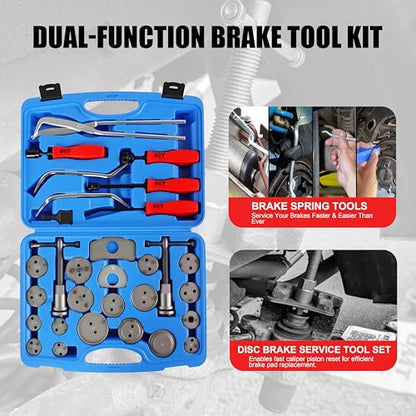 SGT 32pcs Brake Tool Kit,22pcs Heavy Duty Caliper Compression Tool and 8pcs Drum Brake Tool Kit,Brake Caliper Tool Set and Drum Brake Tool with Brake Spring Tool Compressor Pliers Installer Remover