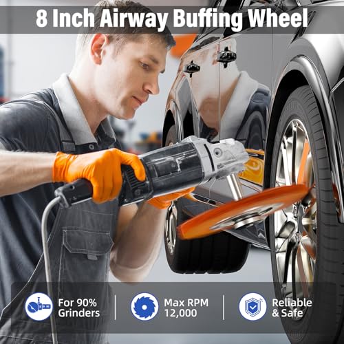 BURMONG 8" Airway Buffing Wheels for 4.5" Angle Grinder, 9PCS Buffer Polisher Wheel for Car, Aluminum Metal Polishing Wheel Pad and Compound Kit for Mirror Finish (5/8" Arbor Hole)