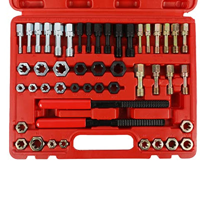Thread Chaser Set 48PCS Thread Repair Tool Kit UNC/UNF/Metric Thread Chaser Rethreading Kit Anti-rust Thread Restorer Kit with 24 Dies, 22 Taps and 2 Thread Files with Detachable Cap, Tap And Die Set
