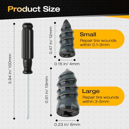 2026 Upgraded Rubber Tire Repair Rubber Nail kit, 30 PCS Self-Service Emergency Tire Repair Kit with Screwdriver for Car, Motorcycle, Truck, Tractor Tire Puncture Repair