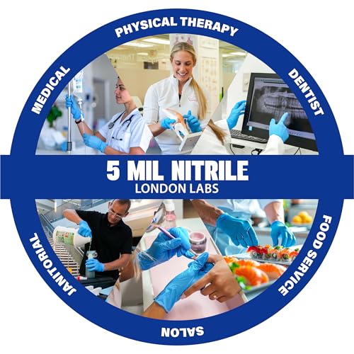 London Labs Synthetic Vinyl Exam Gloves Powder-Free, Latex-Free, Disposable, Ultra-strong, Food Safe, Healthcare, Cleaning - size: Large, style: 1000 Count