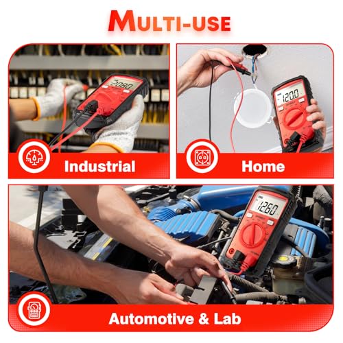 DIYSELF Multimeter Tester, 4000 Counts Multimeter with Capacitor Tester | Digital Multimeter Tester Measures DC/AC Voltage, Capacitance, Resistance and Continuity for Home and Automotive Use