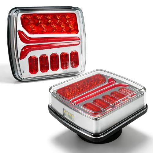 NeaLia CD033 Magnetic Wireless Trailer Lights, LED Tow Light Kit | Rechargeable, IP67 Waterproof, Brake/Turn/Running Signal for Truck, RV, Camper, Boat, Caravan - color: Amber