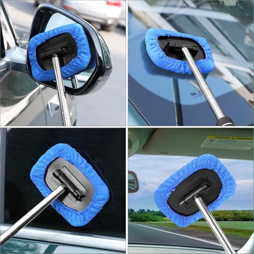QWORK 20 Pack Car Care Microfiber Cloths, Windshield Cleaner Microfiber Pads Replacement Kit, Interior Auto Window Cleaner Washing Pads