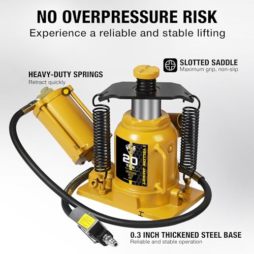YELLOW JACKET Air Hydraulic Bottle Jack 20 Ton with Aluminum Alloy Pump and Unique Slow Release Equipment