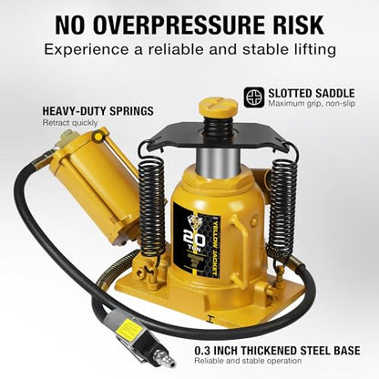 YELLOW JACKET Air Hydraulic Bottle Jack 20 Ton with Aluminum Alloy Pump and Unique Slow Release Equipment