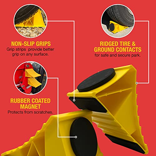 THD MagChocks - Magnetic Wheel Chocks - RV Wheel Chocks for RV Trailer - RV Tire Chocks, Trailer Wheel Chocks and Camper Wheel Chocks Rubber Wheel Chock for Heavy-Duty Security (2pk)