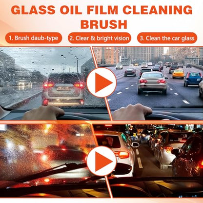 2PC Glass Oil Film Remover for Car, 100ml Roll-On Glass Compound with Cleaning Board, Windshield Cleaner Tool for Automotive Windshield/Window/Mirror Cleaning