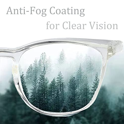 Safety Glasses for Men Women, Anti Fog Safety Goggles Comfortable Blue Light Blocking UV Protective Adult Nurse - color: Square Black Blue Grey 4pack