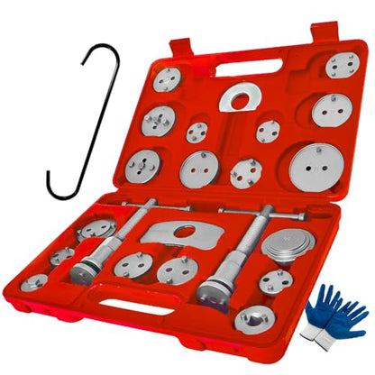 SIXIWANZI Brake Caliper Tool Heavy Duty Brake Caliper Compression Tool Red 24pc - color: RED