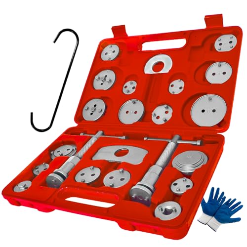 SIXIWANZI Brake Caliper Tool Heavy Duty Brake Caliper Compression Tool Red 24pc - color: RED
