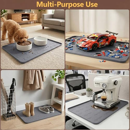 Oil Drip Pan 34" x 22" Gray Silicone, Oil Drip Pan for Under Car, Heavy Duty Oil Spill Mat with 0.7" Raised Edge, Leak Containment Drip Tray, Waterproof Garage Floor Protector - color: GRAY