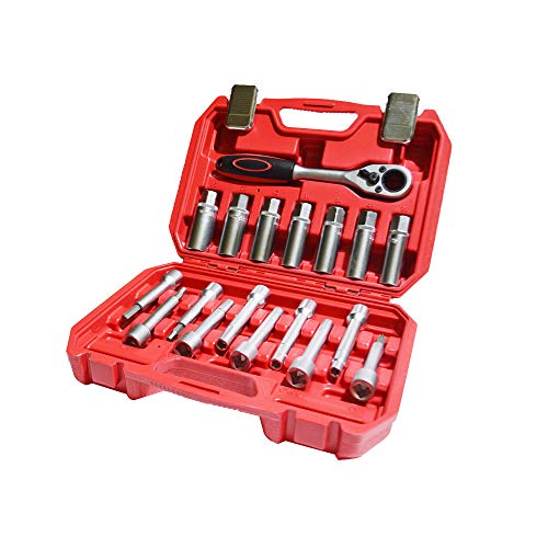 TECHTONGDA 18pcs Steering Hub Suspension Shock Absorber Strut Nut Removal Tool Socket Kit Ratchet Set