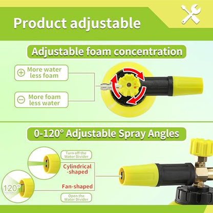 FIXFANS Foam Cannon, Compatible with Portland Husky Ryobi Pressure Washer | Wide Neck Pressure Washer Foam Lance, Power Washer Foam Blaster, 1/4 Inch Quick Connector, 5 Nozzles, 1L - size: 1L