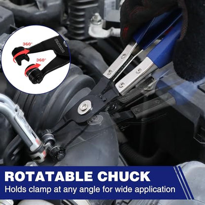 WORKPRO Hose Clamp Pliers | Hose Clamp Tool with Swivel Flat Band for Removal and Installation of Spring Hose Clamps, for Automotive Fuel Oil Water Hose