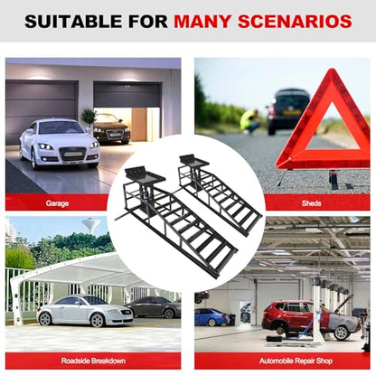 2 Pack 5T 10000lbs Hydraulic Car Ramps Low Profile Car Lift Service Ramps Truck Trailer Garage Lift Height Range 9.8" to 15" Hydraulic Vehicle Ramps Black - size: 2PCS-Black