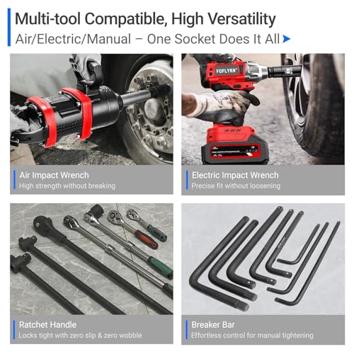 3/4" and 1" Drive Impact Socket Set,6-Point Metric Socket Set (21-65mm),26PCS Cr-Mo Material Heavy Duty Jumbo Deep Socket Set with Ratchet Wrench,Adapter,Sliding Bar,Extension Bar and Storage Case.