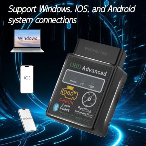 OBD2 Car Diagnostic Scan Tool - Engine Fault Reader, Live Data, iOS & Android Support, Automotive, ≤36V Voltage (Black)