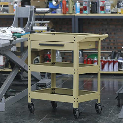GSTANDARD APTB311Y Torin 3 Layer Rolling Tool Cart: Multifunction Utility Cart with One Slide Drawer and Service Cart for Home, Garage, Kitchen, Office or Cafe, Yellow - color: Yellow, style: 3 Shelves with Drawer