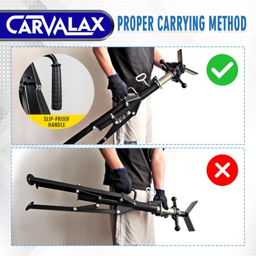 CARVALAX V-Head Pipe Jack Stands, Adjustable Pipe Stand for Welding | 28"-52" Adjustable Height, Fits 1/2" - 12" Pipe Capacity, 2500LB Load Capacity, w/Portable Folding Legs - color: Black