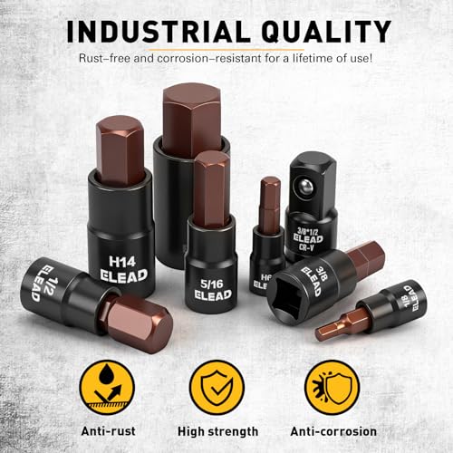 35-Piece Master Hex Bit Socket Set, 1/4", 3/8", 1/2" Drive Allen Socket Set H2-H19, 5/16"-3/4", Premium CR-V & S2 Alloy Steel, Ratchet Wrench, Sockets Adapter, High Torque for Automotive Mechanic - style: 35pcs Hex Bit Socket Set